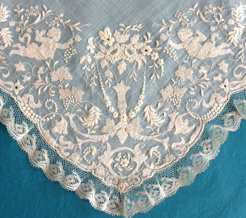 Antique Embroidered Handkerchief with Princess Louise Monogram