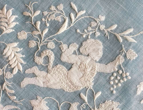 Antique Embroidered Handkerchief with Princess Louise Monogram