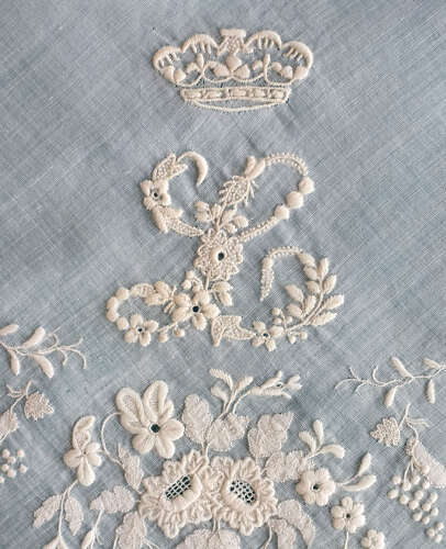 Antique Embroidered Handkerchief with Princess Louise Monogram