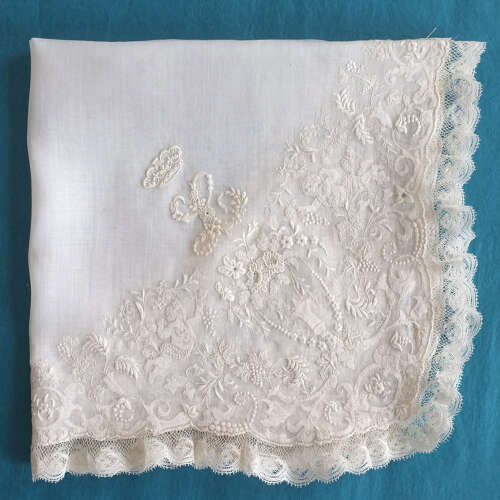 Antique Embroidered Handkerchief with Princess Louise Monogram