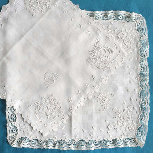 Antique Embroidered Handkerchiefs With Designs
