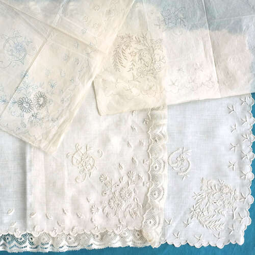 Antique Embroidered Handkerchiefs With Designs