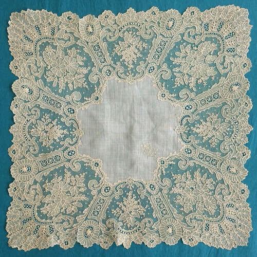 Antique Brussels Point de Gaze Lace Handkerchief
