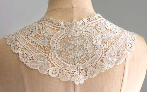 Antique Brussels Duchesse Lace Dress Front and Cuffs