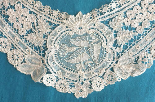 Antique Brussels Duchesse Lace Dress Front and Cuffs