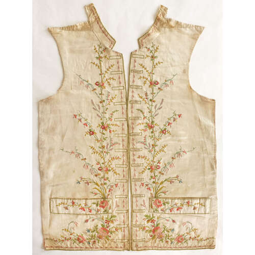 Antique Late 18th Century Beauvais Embroidered Waistcoat Front