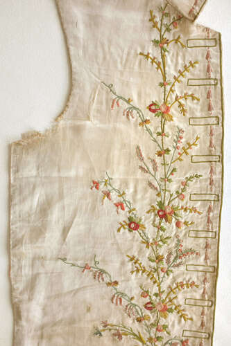 Antique Late 18th Century Beauvais Embroidered Waistcoat Front