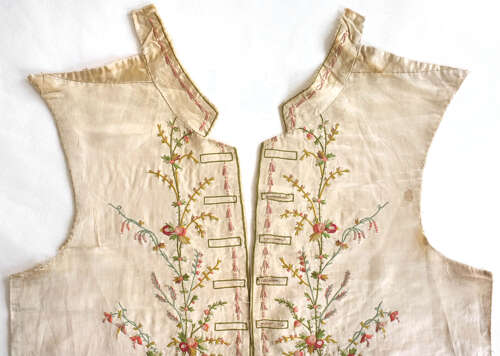 Antique Late 18th Century Beauvais Embroidered Waistcoat Front