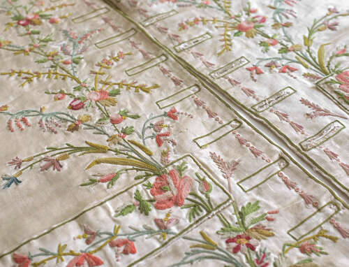 Antique Late 18th Century Beauvais Embroidered Waistcoat Front