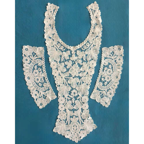 Antique Bruges Bobbin Lace Collar and Cuffs