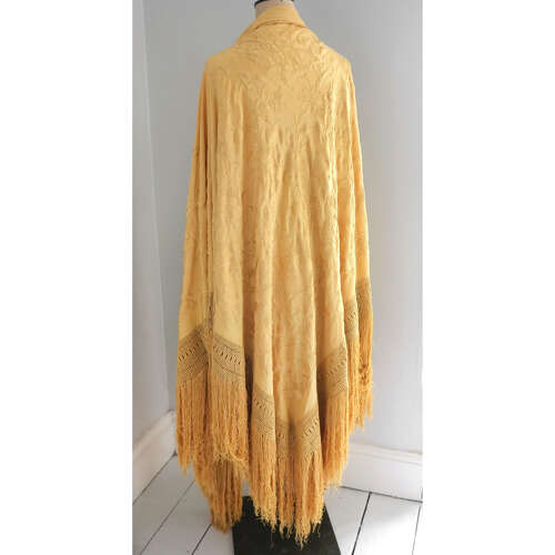 Antique Yellow Silk Embroidered Shawl