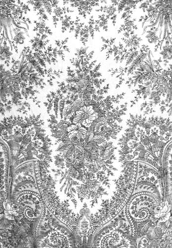 Antique Black Machine Chantilly Lace Shawl
