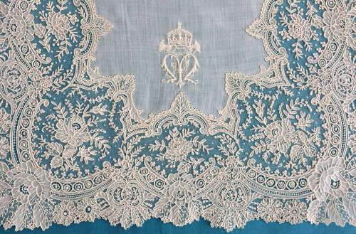 Antique Brussels Point de Gaze Lace Handkerchief with Provenance