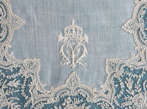 Antique Brussels Point de Gaze Lace Handkerchief with Provenance