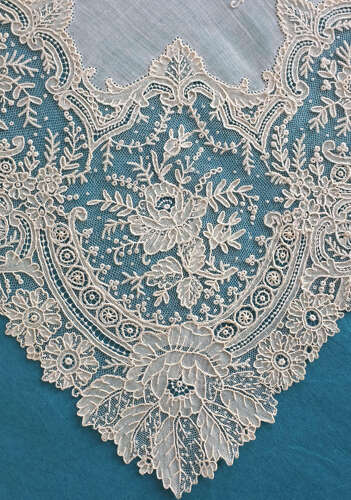 Antique Brussels Point de Gaze Lace Handkerchief with Provenance