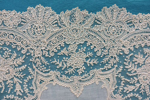 Antique Brussels Point de Gaze Lace Handkerchief with Provenance