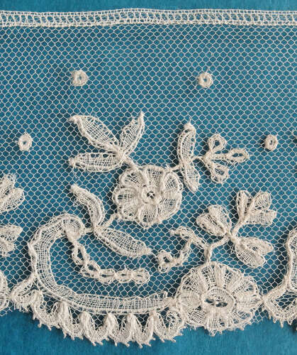 Antique Brussels Applique Lace Border