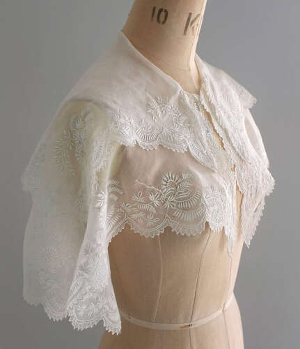 Antique Whitework Embroidered Double Pelerine circa 1835
