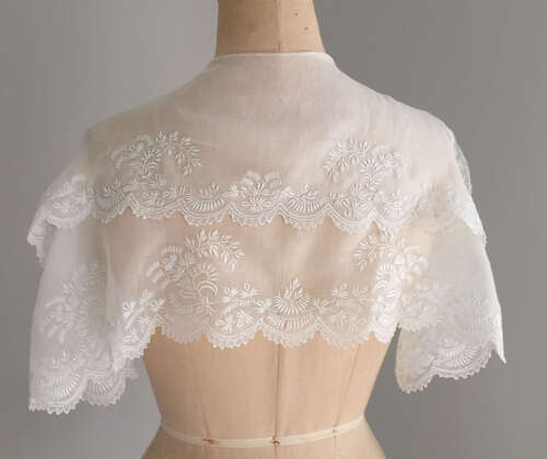 Antique Whitework Embroidered Double Pelerine circa 1835