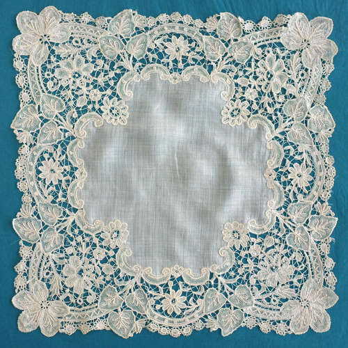 Antique Brussels Duchesse Lace Handkerchief