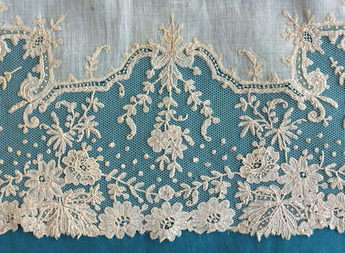 Antique Brussels Mixed Lace Handkerchief