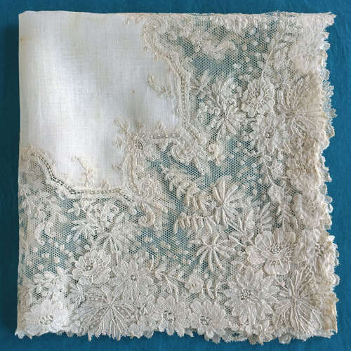 Antique Brussels Mixed Lace Handkerchief