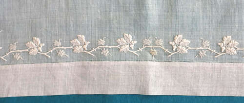 Antique Whitework Handkerchief with Oak Leaf and Acorn Border