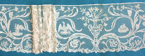 Antique 19th Century Bobbin Lace Alb Flounce with Ecclesiastical Symbols