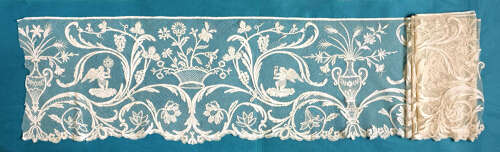 Antique 19th Century Bobbin Lace Alb Flounce with Ecclesiastical Symbols