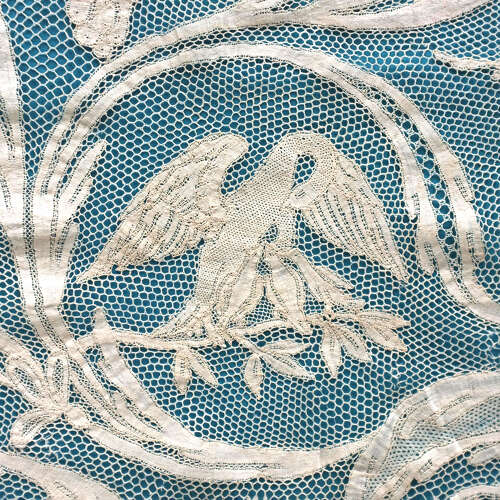 Antique 19th Century Bobbin Lace Alb Flounce with Ecclesiastical Symbols
