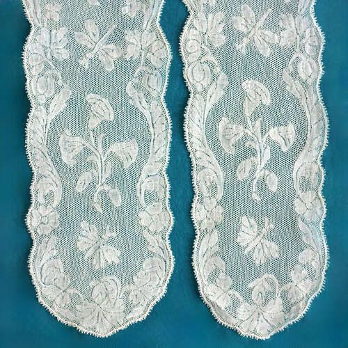 Antique 18th Century Valenciennes Lappet with Butterflies