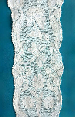 Antique 18th Century Valenciennes Lappet with Butterflies