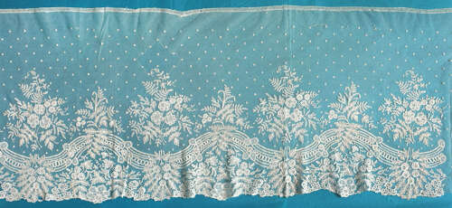 Antique Brussels Applique Lace Flounce