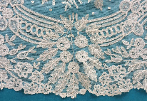 Antique Brussels Applique Lace Flounce