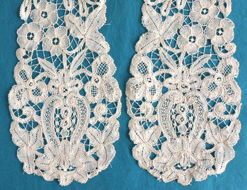 Antique Bruges Bobbin Lace Collar and Dress Front