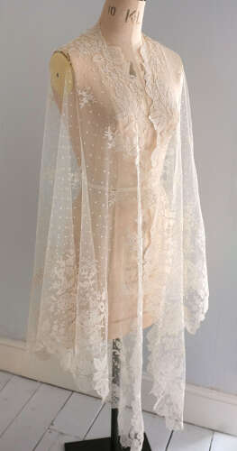 Antique Needle Lace Applique Shawl