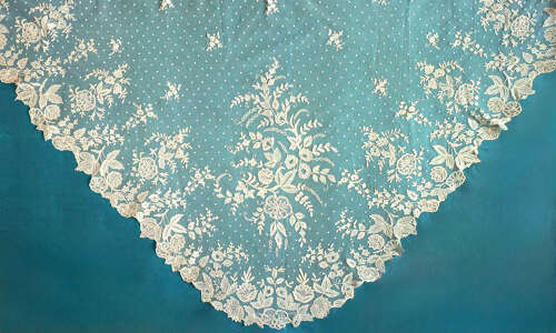 Antique Needle Lace Applique Shawl