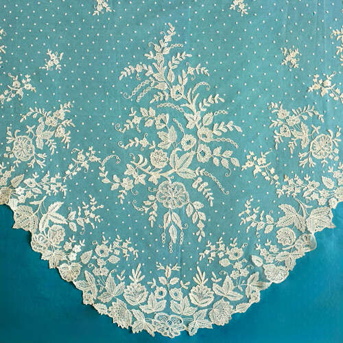 Antique Needle Lace Applique Shawl