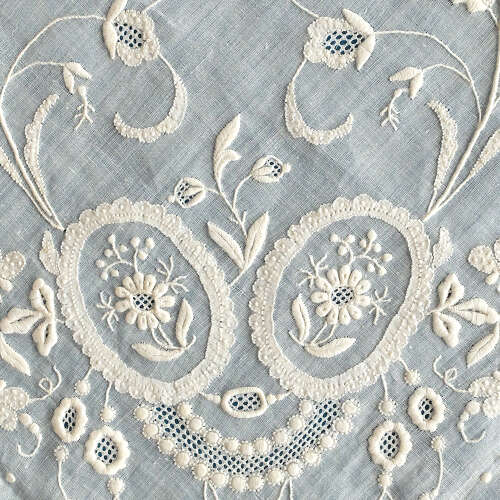 Antique Hand Embroidered Handkerchief with Birds