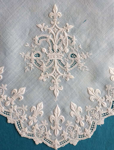 Antique Fleur de Lys Embroidered Handkerchief