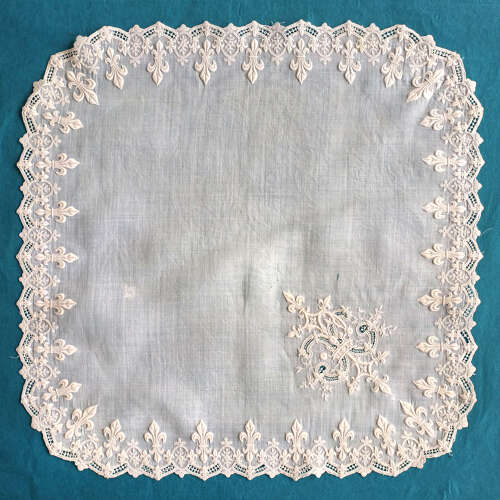 Antique Fleur de Lys Embroidered Handkerchief